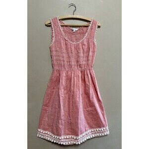 Sophie Max Dress 100% Cotton Medium Pink Milkmaid Smocked Boho Festival Sundress